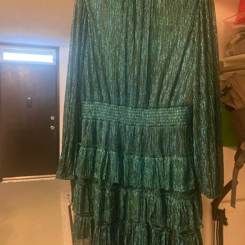 Sparkling Green Ruffled Dress